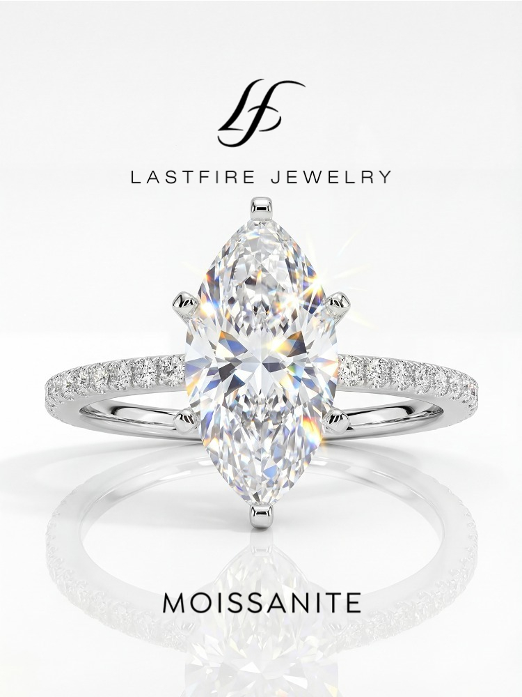 Moissanite Engagement Ring 1 Carat - Real 2ct Real Moissanite Diamond Marquise