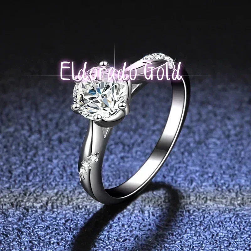 Moissanite Engagement Ring 1 Carat - Eldorado Gold 100% Original Certified PT950