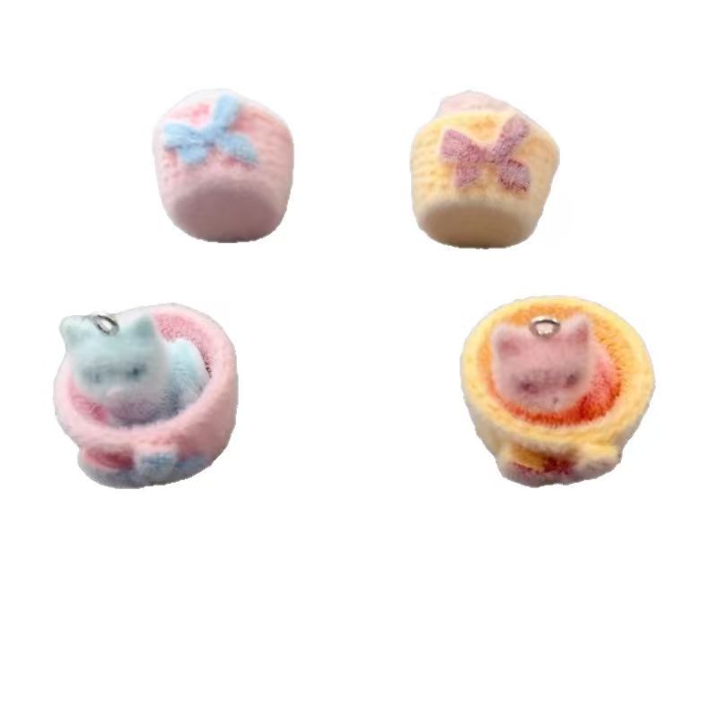 4pcs 3D plush resin cat pendan - Earrings 评论和价格