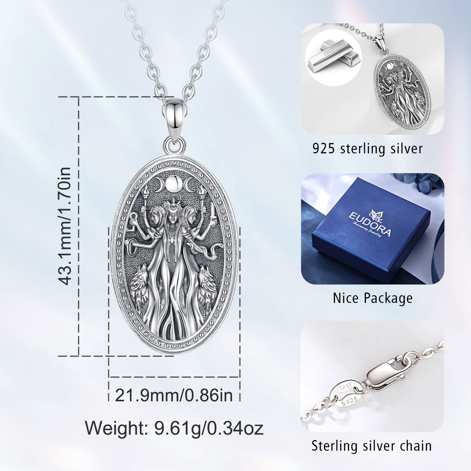 Eudora 925 Sterling Silver Tri - 925 Sterling Silver Chain Necklace Men 评论和价格