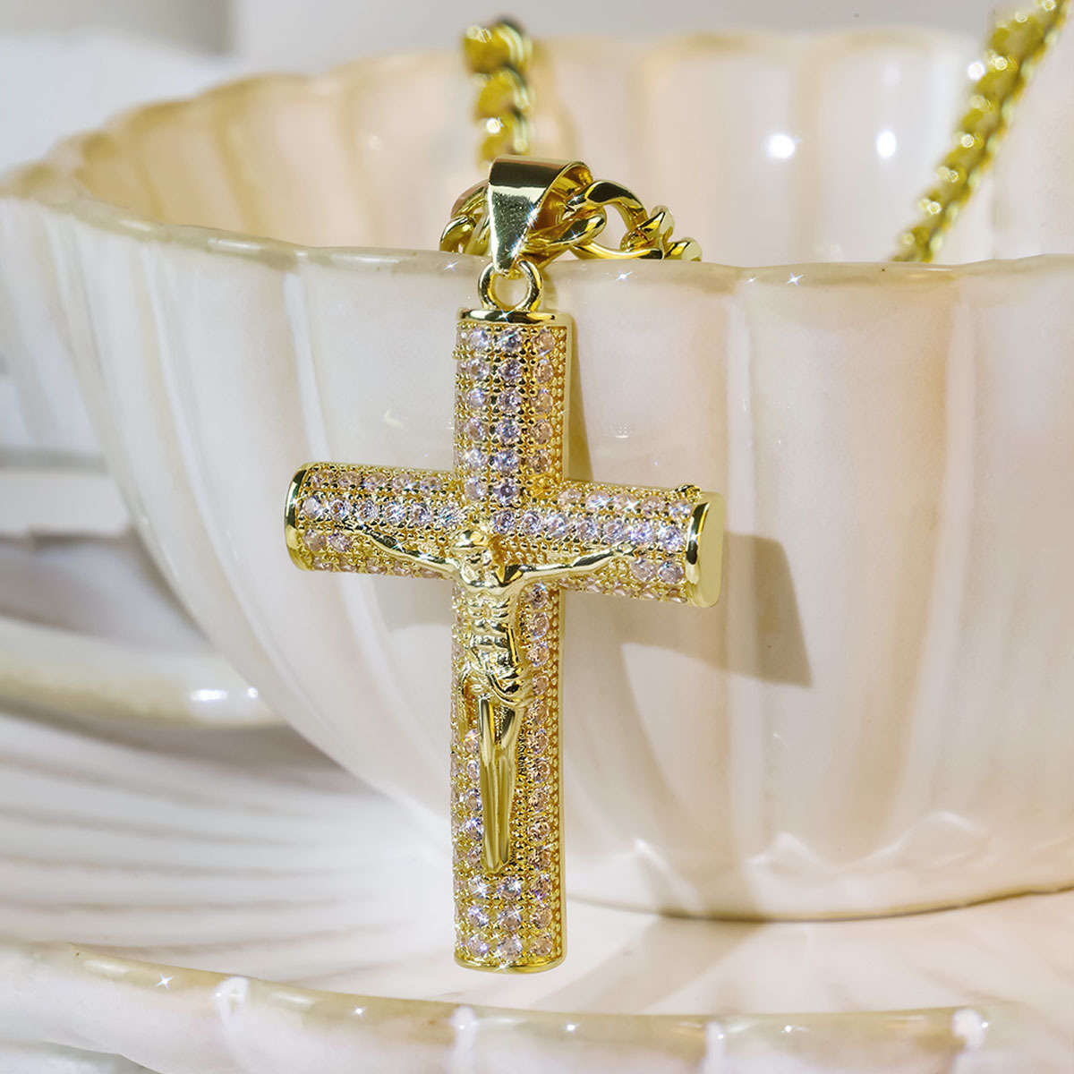 Gold-Plated Cross Necklace for - Cross Pendant Necklace Gold 评论和价格
