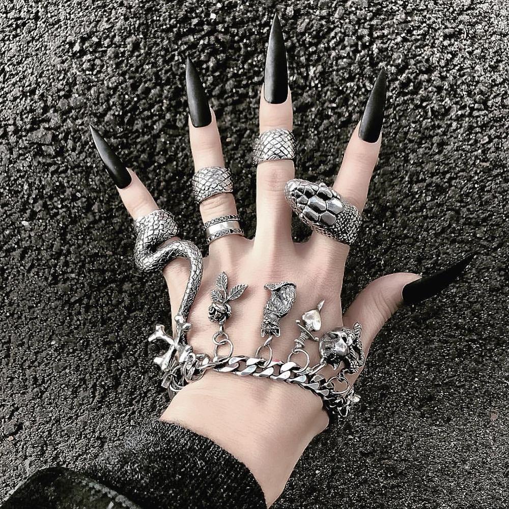 KMVEXO 4Pcs/Set Gothic Steampu - Vintage Punk Knuckle Rings Set 评论和价格