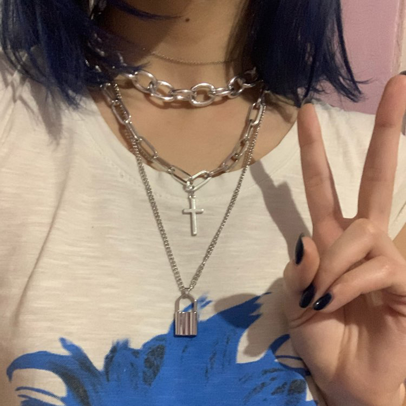 FNQUFUJ Layered grunge aesthet - Layered Pendant Necklace Aesthetic 评论和价格