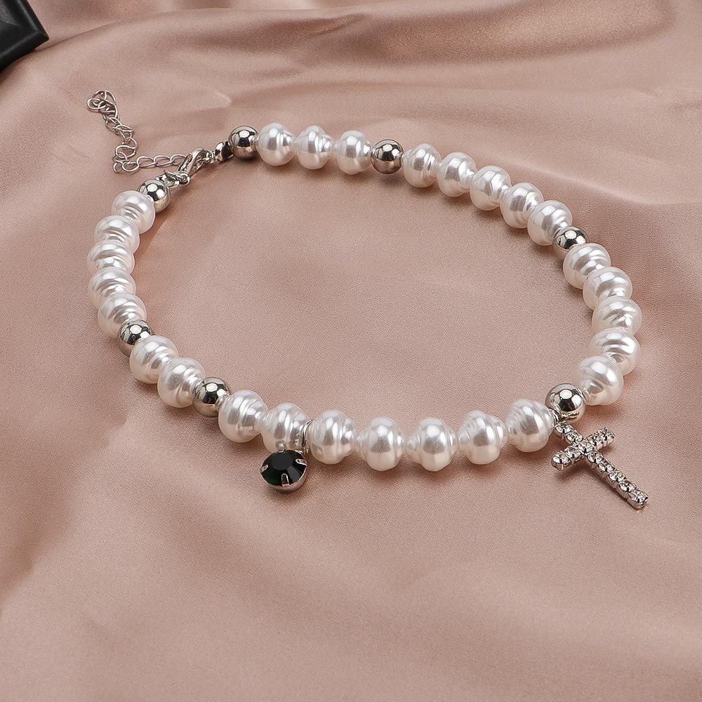 Vintage Pendant Crystal Cross  - Pearl Choker Necklace Vintage 评论和价格