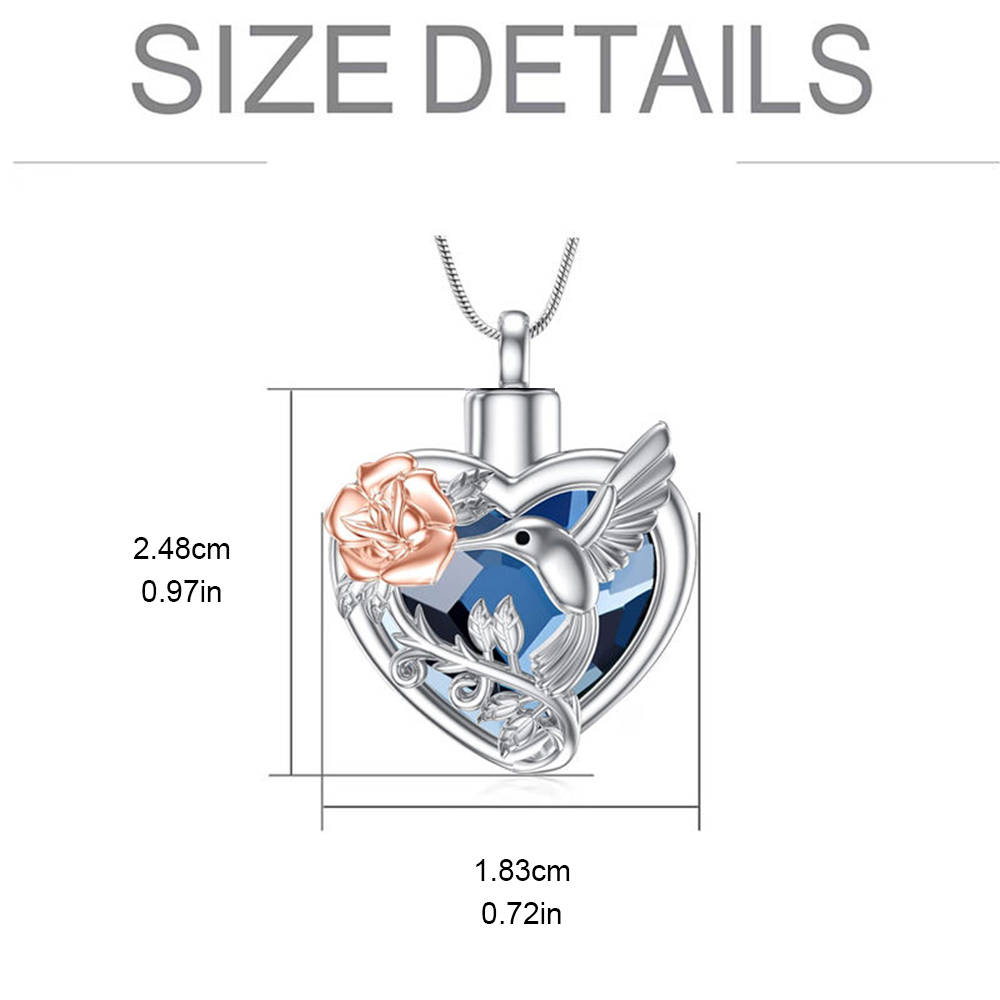 Hummingbird Heart Urn Locket N - Heart Locket Necklace Photo 评论和价格