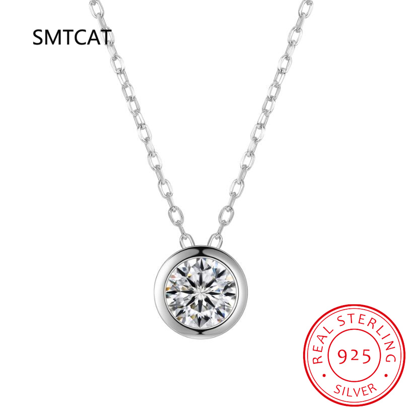 1ct 2ct 3ct D VVS1 Bezel Moiss - 925 Sterling Silver Chain Necklace Men 评论和价格