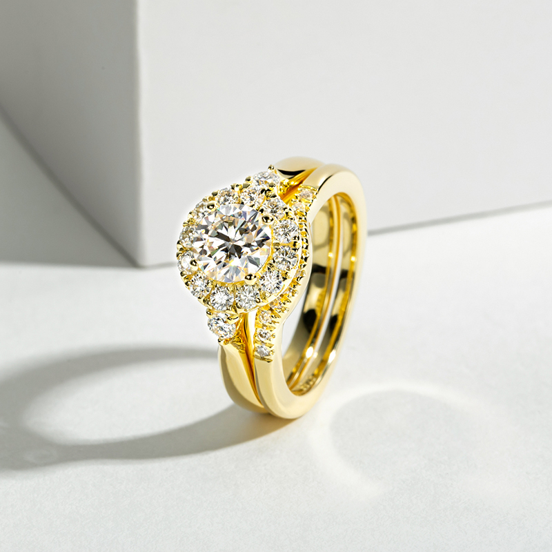 Engagement Gold Color Ring Set - Moissanite Engagement Ring 1 Carat 评论和价格