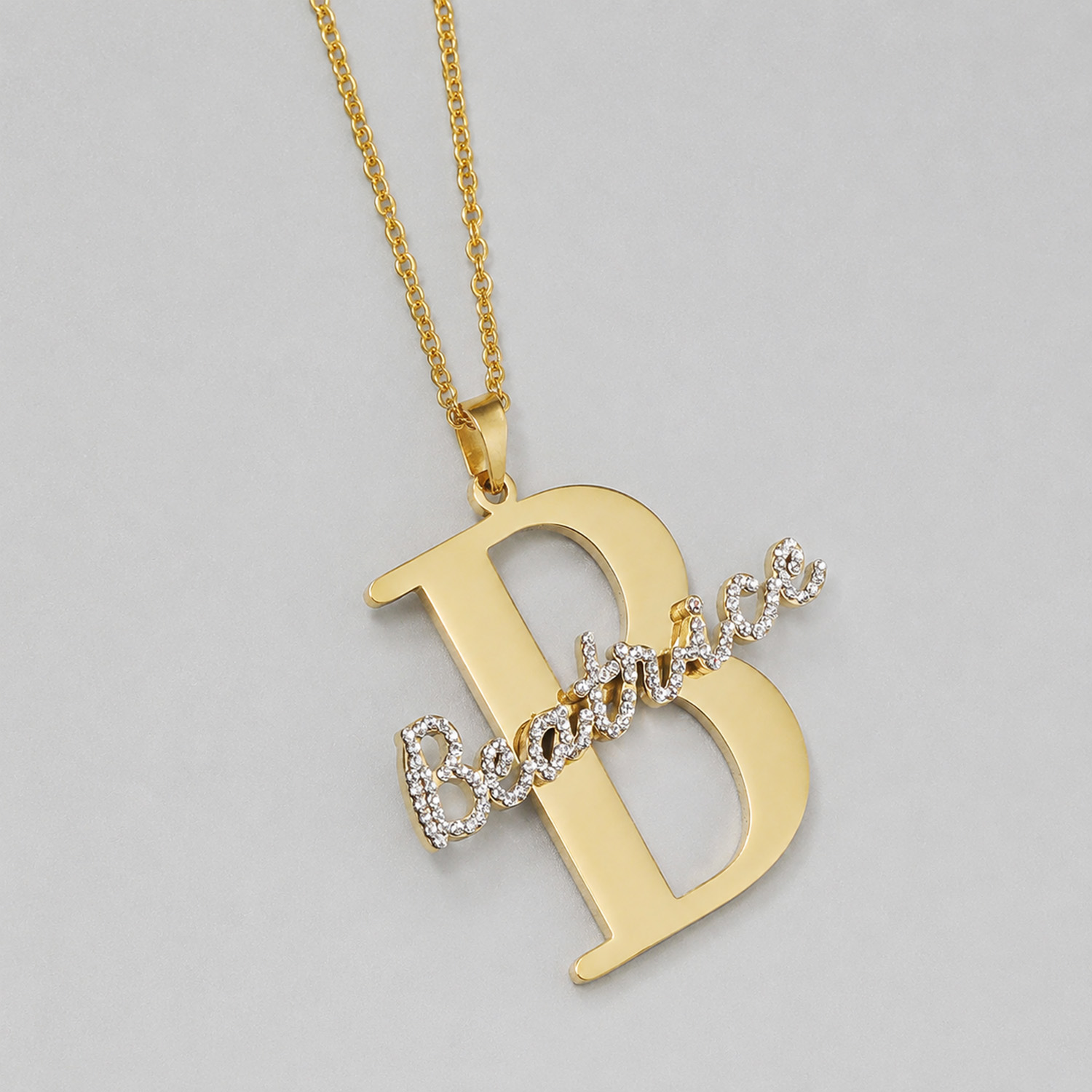 Qitian Custom Diamond Name Ini - Initial Letter Necklace 18K Gold 评论和价格