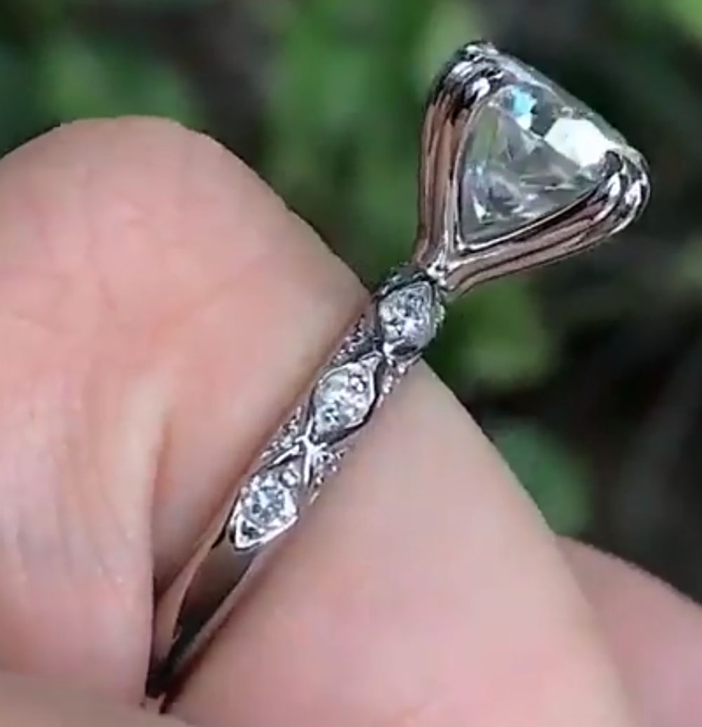 Custom Real Platinum PT950 Wom - Moissanite Engagement Ring 1 Carat 评论和价格