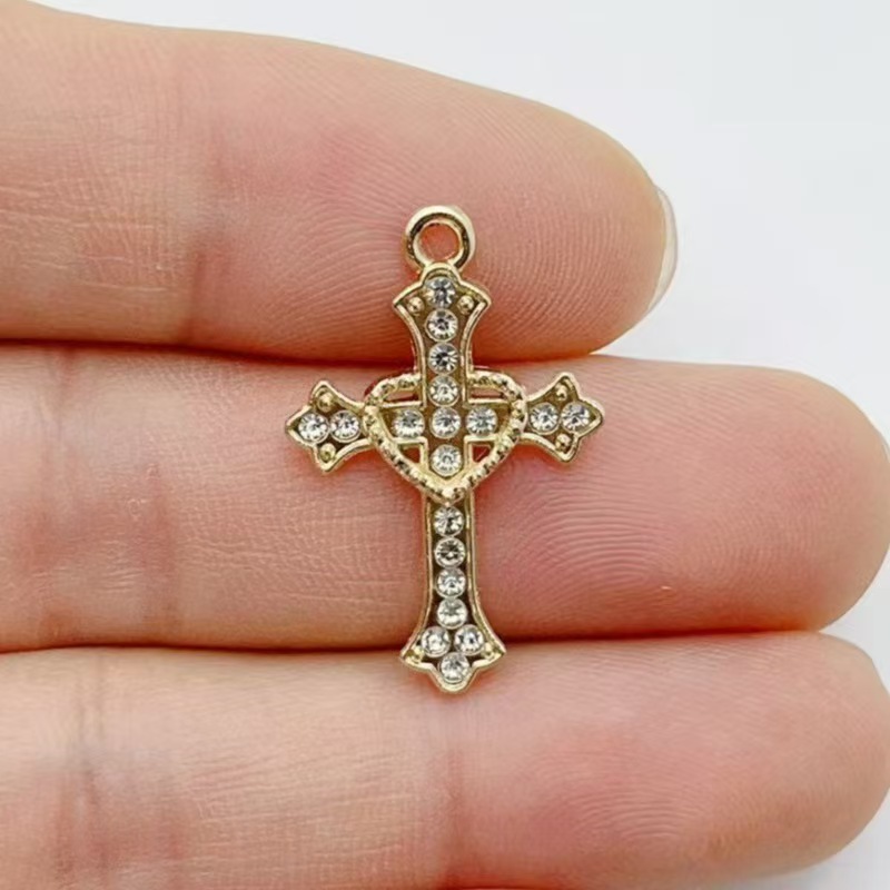 10pcs Diamond studded Gold Cro - Cross Pendant Necklace Gold 评论和价格