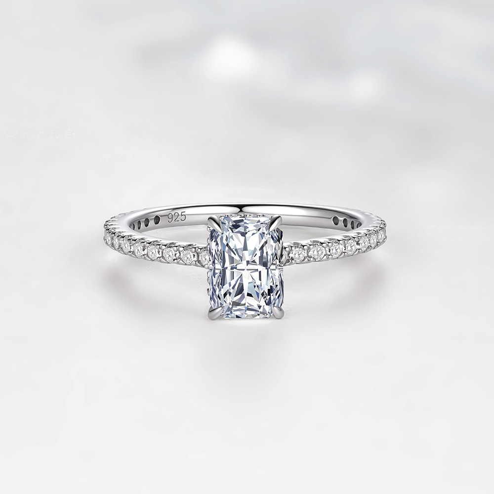 S925 Sterling Silver Simple Fo - Moissanite Engagement Ring 1 Carat 评论和价格