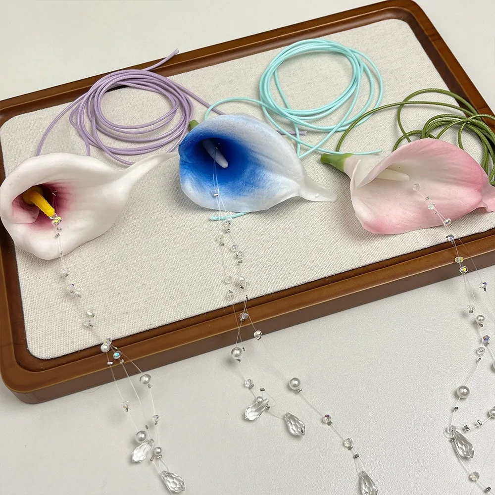 Fashion Exaggerated Calla Lily - Pearl Choker Necklace Vintage 评论和价格