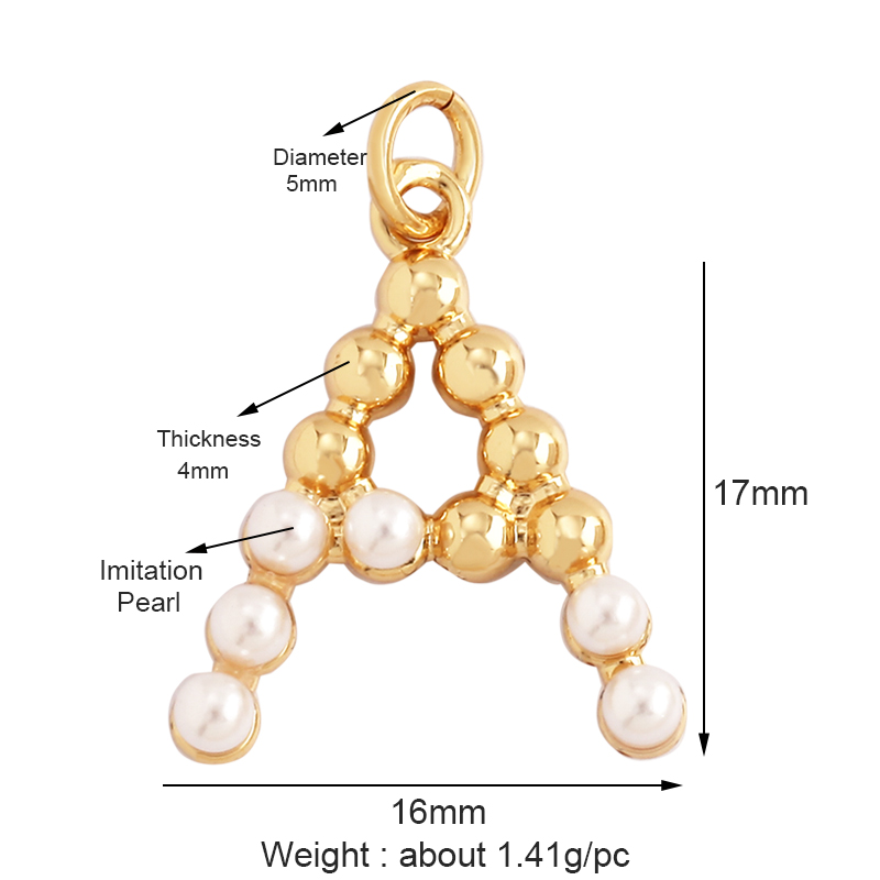 Fashion Simple Imitation Pearl - Initial Letter Necklace 18K Gold 评论和价格