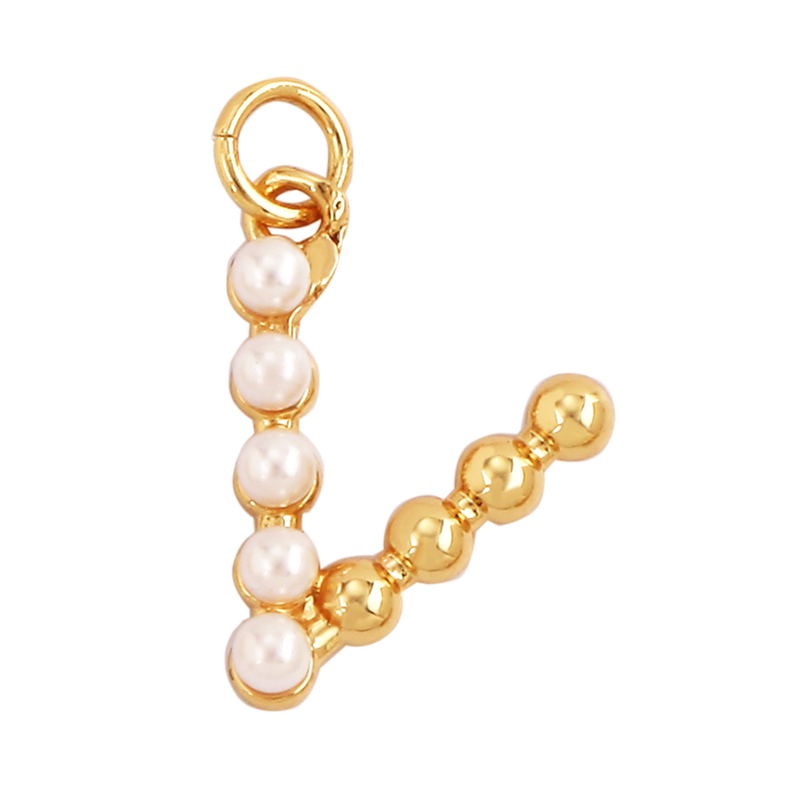 Fashion Simple Imitation Pearl - Initial Letter Necklace 18K Gold 评论和价格