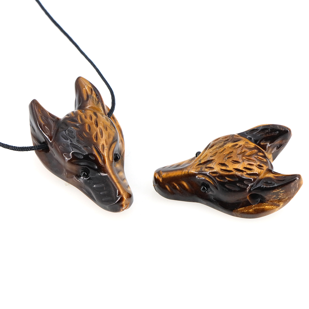 40mm Wolf Head Stone Pendant N - Crystal Pendant Necklace Natural Stone 评论和价格
