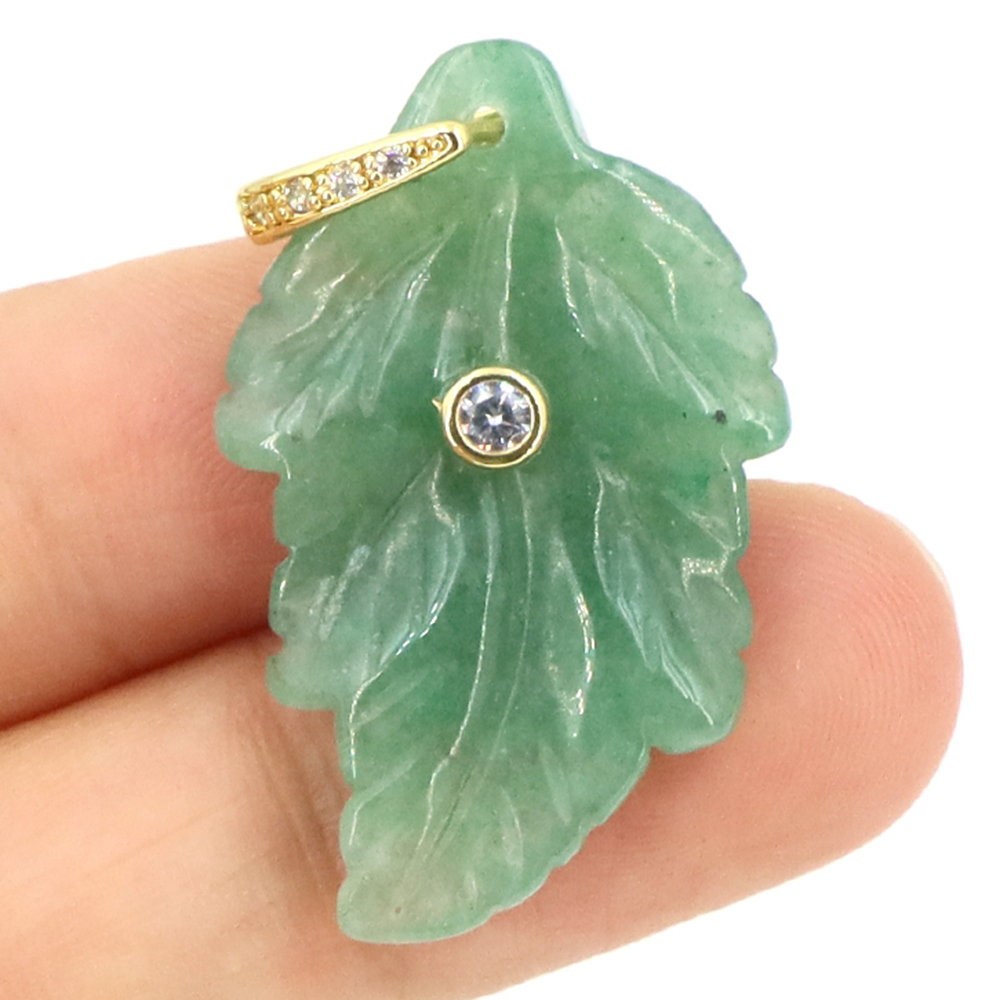 Natural Stone Leaf Pendant Hea - Crystal Pendant Necklace Natural Stone 评论和价格