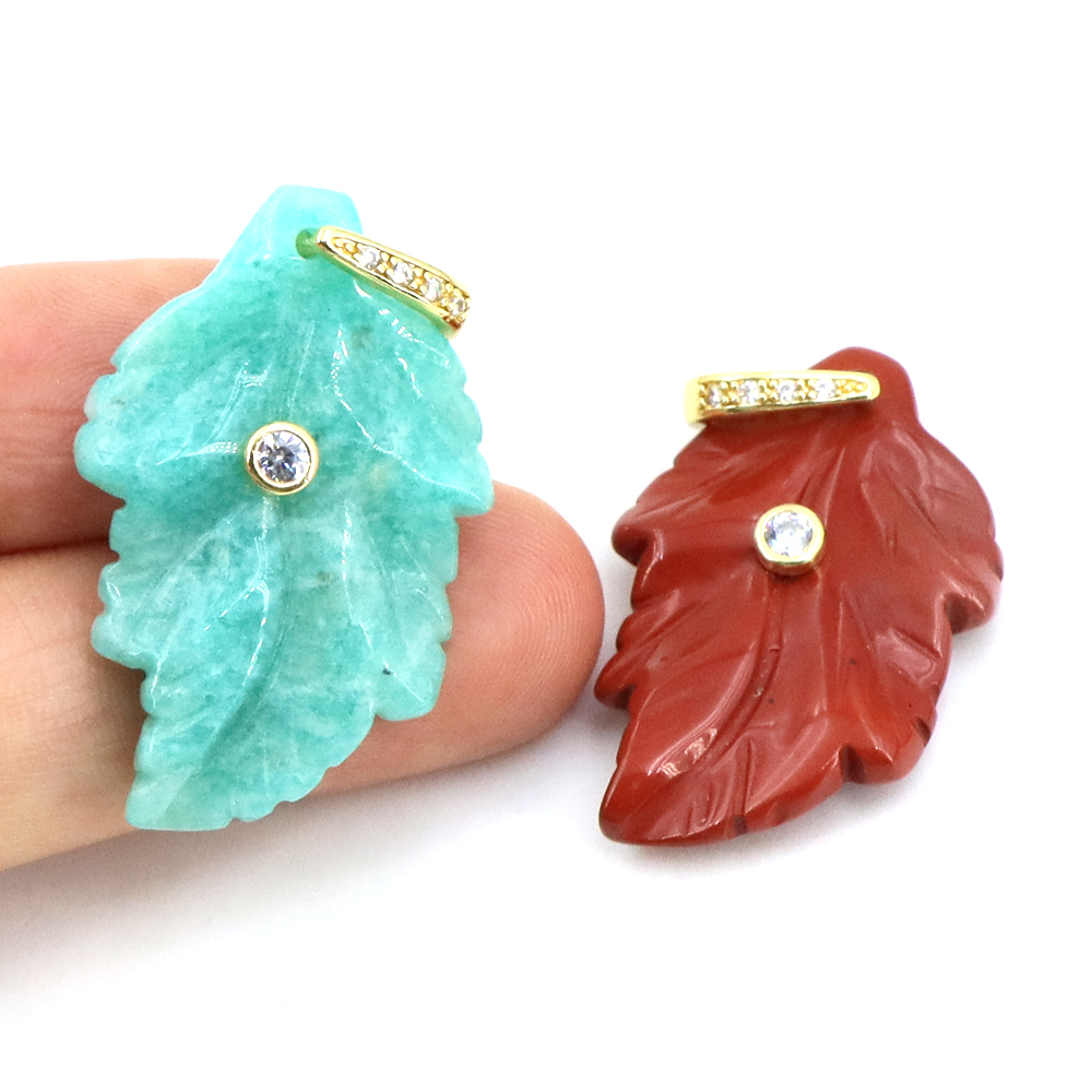 Natural Stone Leaf Pendant Hea - Crystal Pendant Necklace Natural Stone 评论和价格