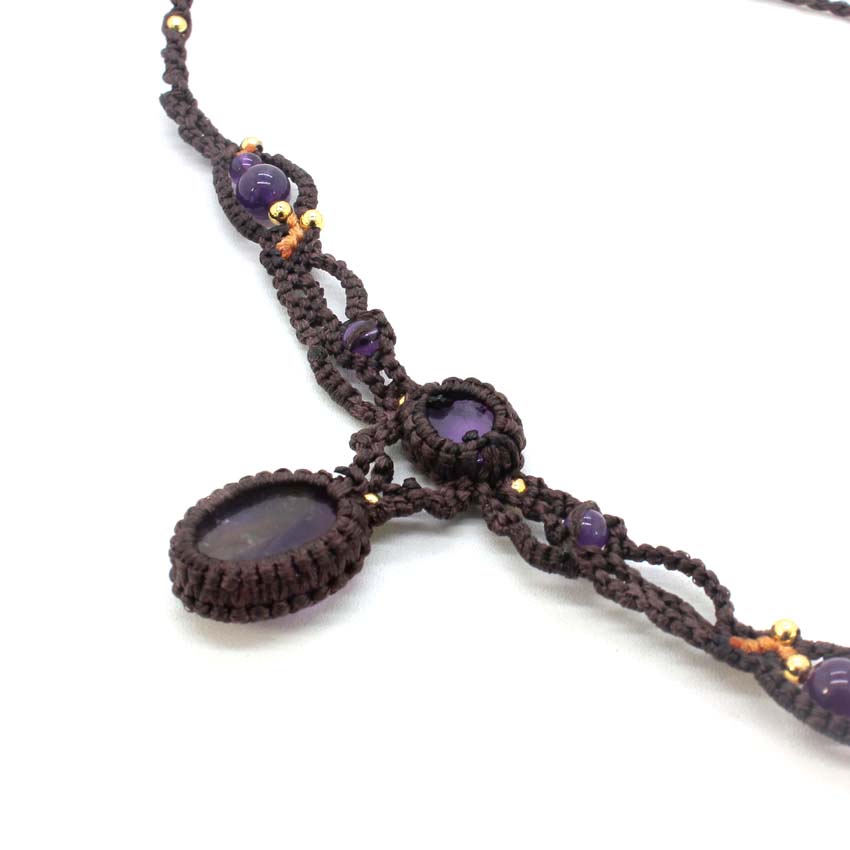 Crystal Braided Macrame Stone  - Crystal Pendant Necklace Natural Stone 评论和价格