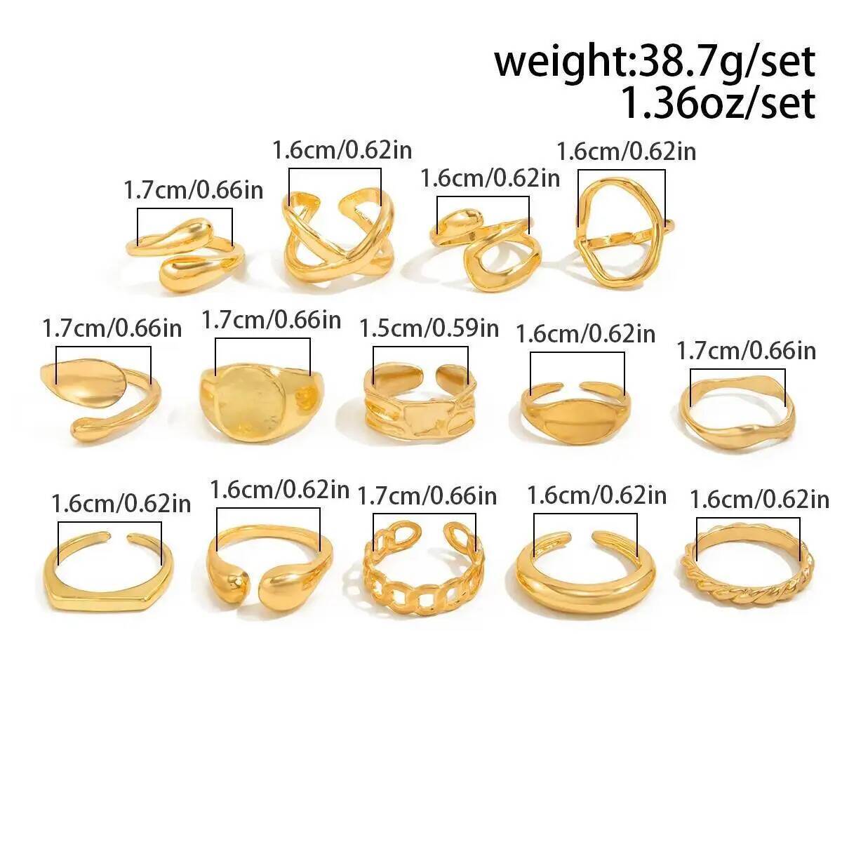 IngeSight.Z 14Pcs/Set Hip Hop  - Vintage Punk Knuckle Rings Set 评论和价格