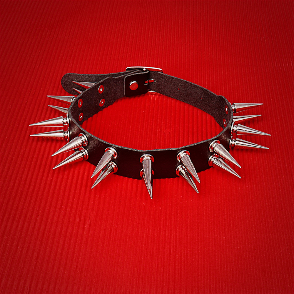 Long Spiked Choker Collar For  - Goth Punk Spike Choker 评论和价格