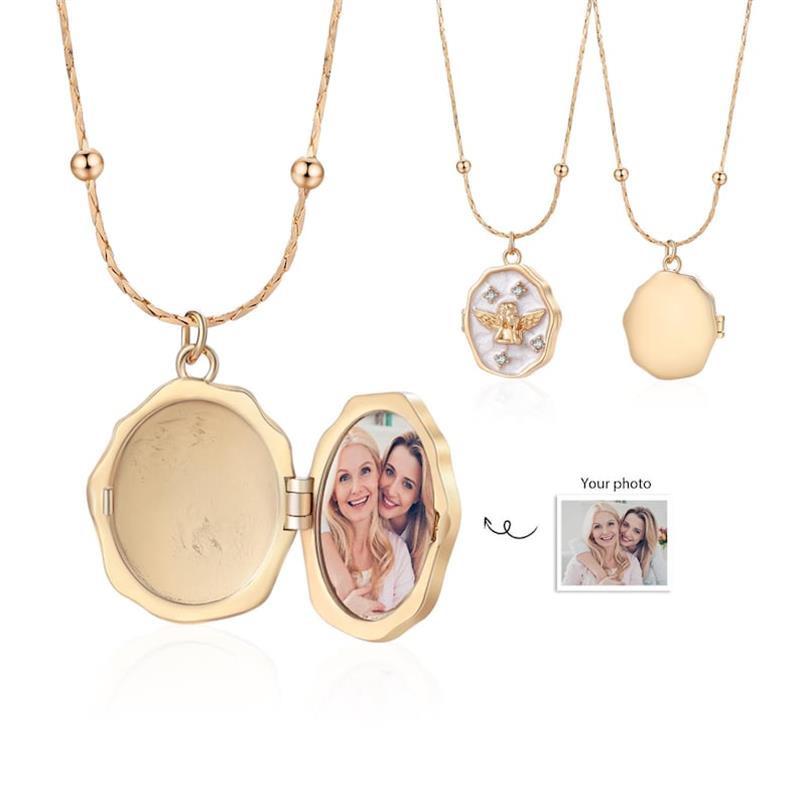 Personality Angel Locket Neckl - Heart Locket Necklace Photo 评论和价格