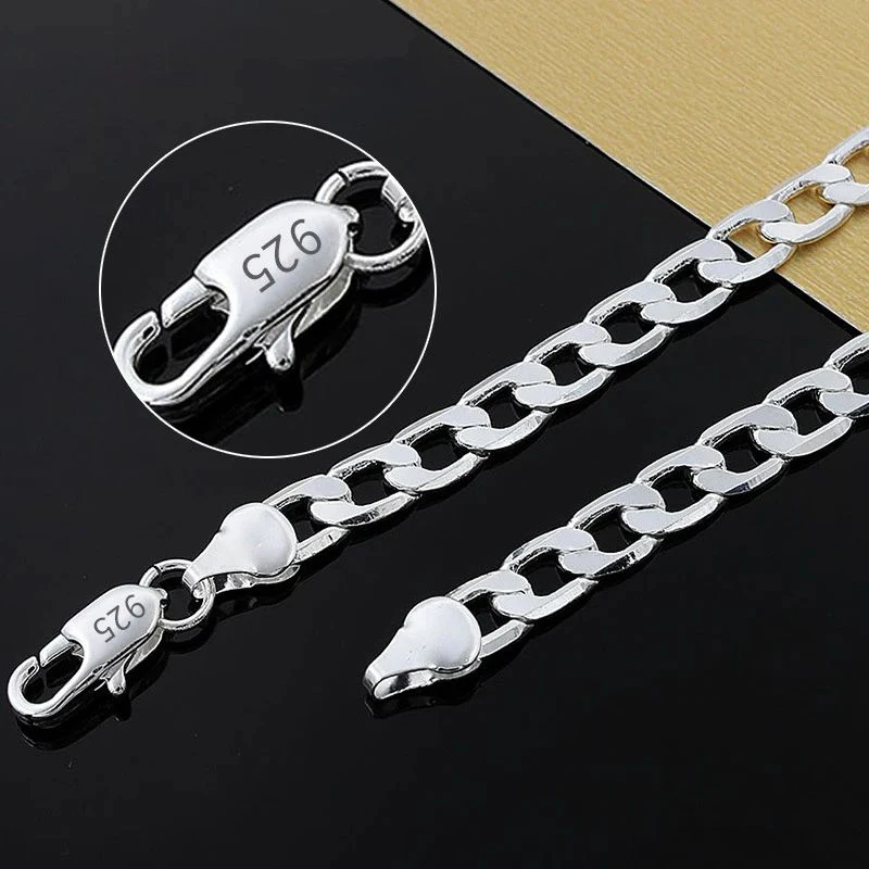 925 Sterling Silver Necklace F - Cuban Link Chain 12Mm 评论和价格