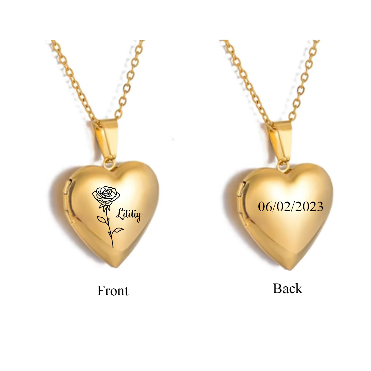 Custom Personalized Heart Birt - Heart Locket Necklace Photo 评论和价格