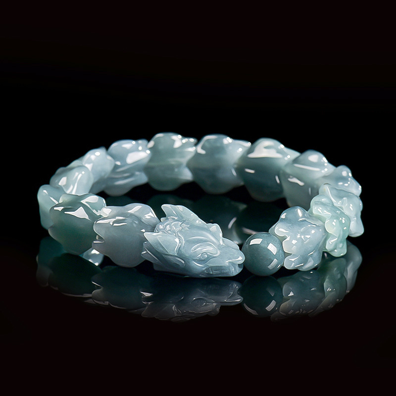 Blue Burmese Jadeite Dragon Br - Bracelets 评论和价格