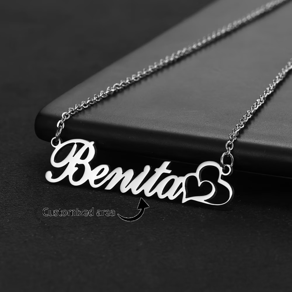 Personalized Double Heart Cust - Custom Name Necklace Stainless Steel 评论和价格