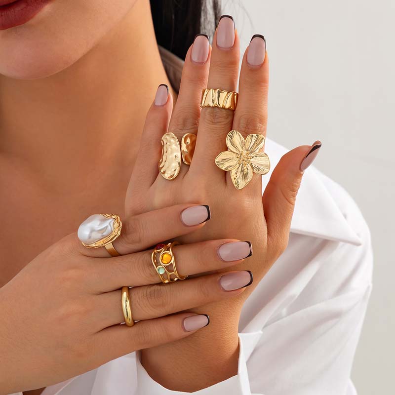 6pcs/Set Vintage Metal Flower  - Vintage Punk Knuckle Rings Set 评论和价格