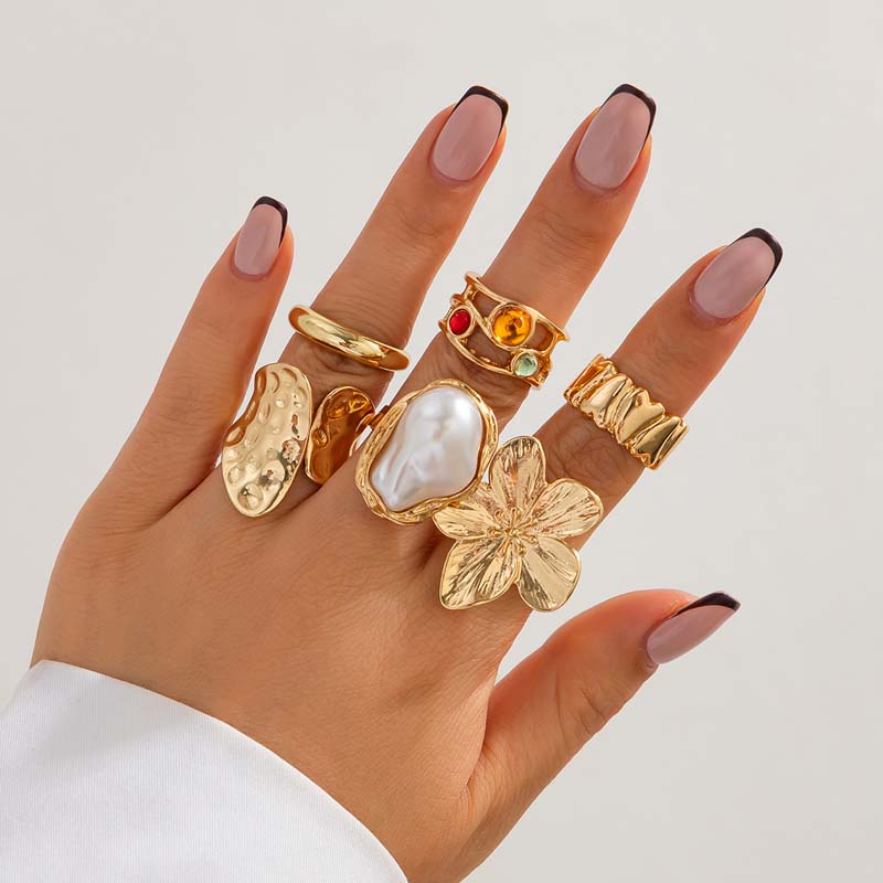6pcs/Set Vintage Metal Flower  - Vintage Punk Knuckle Rings Set 评论和价格