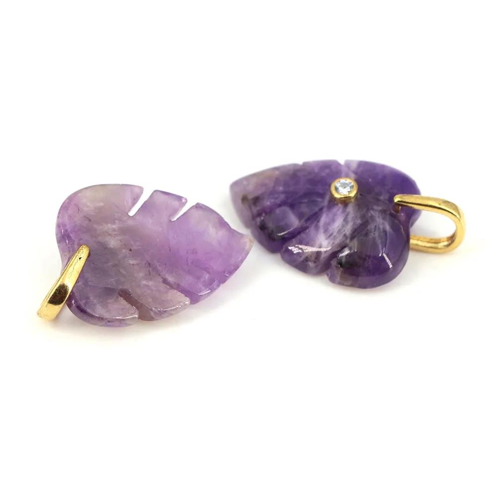 Natural Healing Crystal Leaf P - Crystal Pendant Necklace Natural Stone 评论和价格