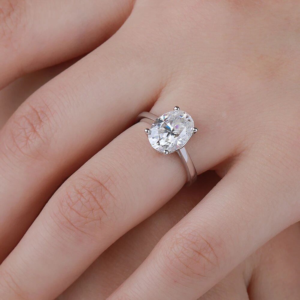 1/2/3 Carat Oval Cut Moissanit - Moissanite Engagement Ring 1 Carat 评论和价格
