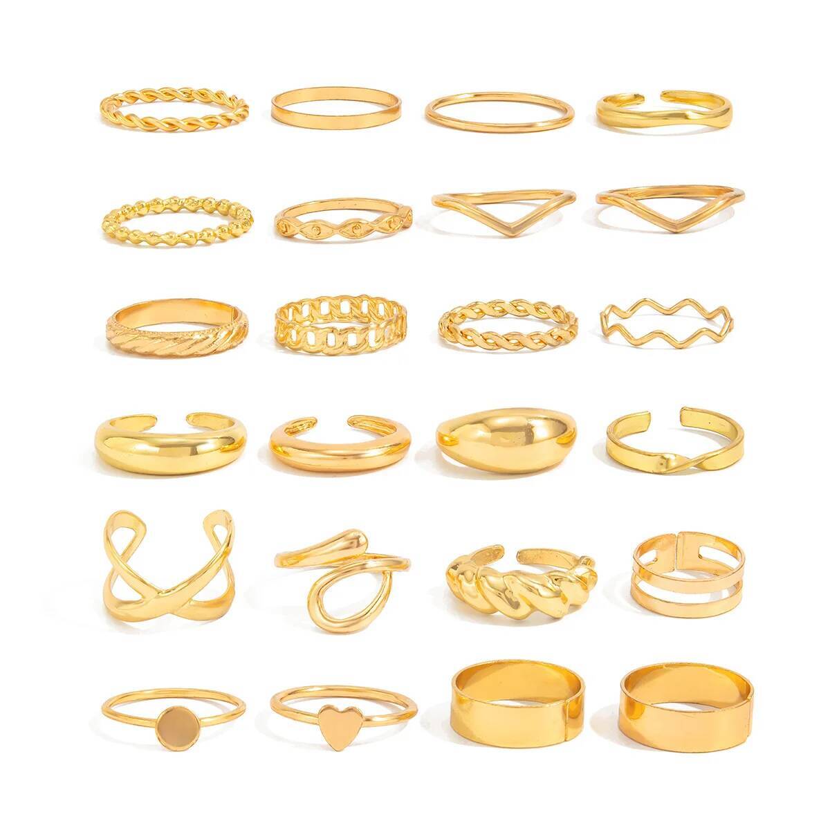 SHIXIN 24Pcs/Set Trendy Irregu - Vintage Punk Knuckle Rings Set 评论和价格
