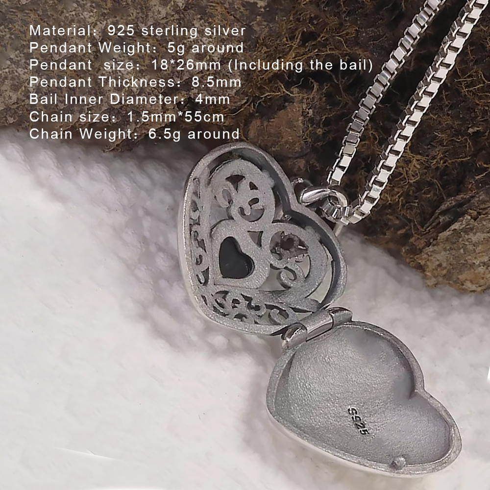 925 Sterling Silver Openable L - Heart Locket Necklace Photo 评论和价格